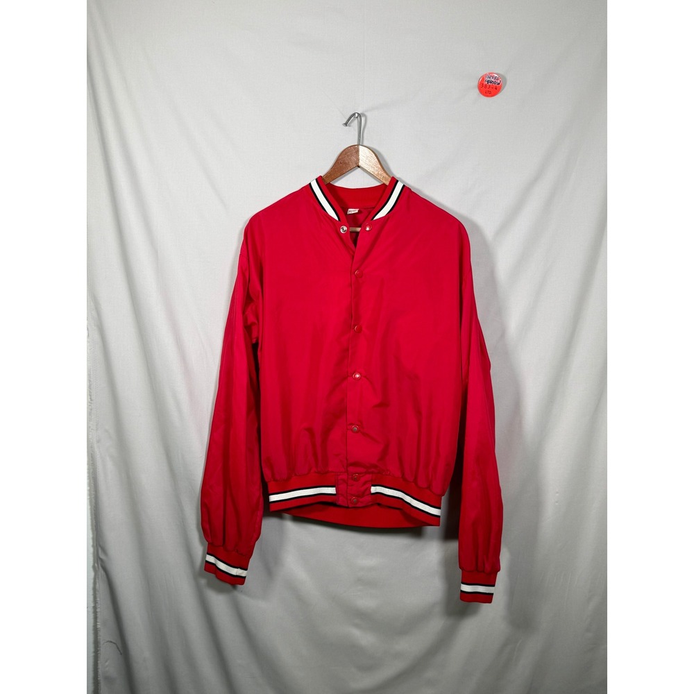 Vintage 1950s Russell Southern Co Varsity Bomber Jacket Red Nylon Mens Medium
